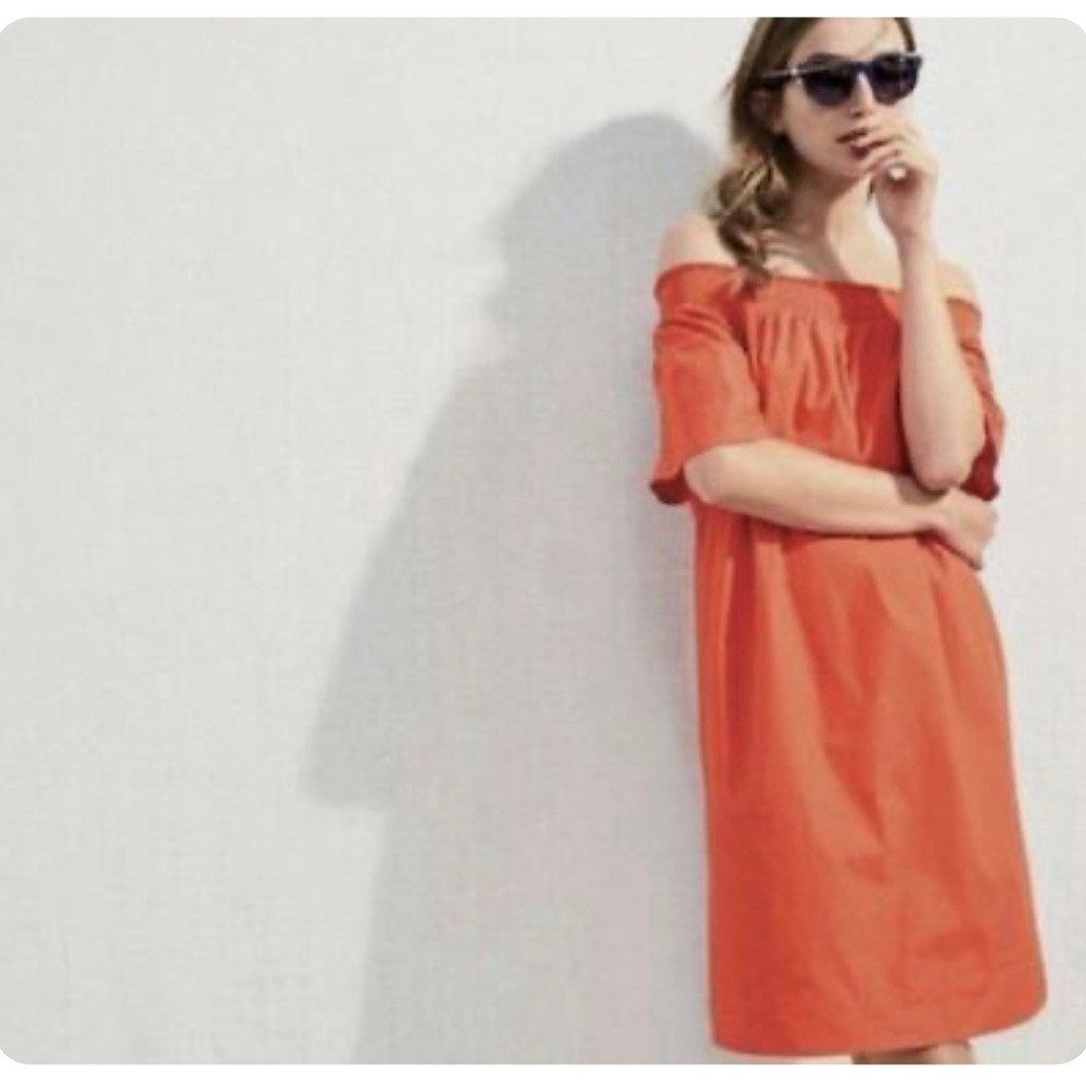 J. Crew Orange Off-Shoulder Sundress